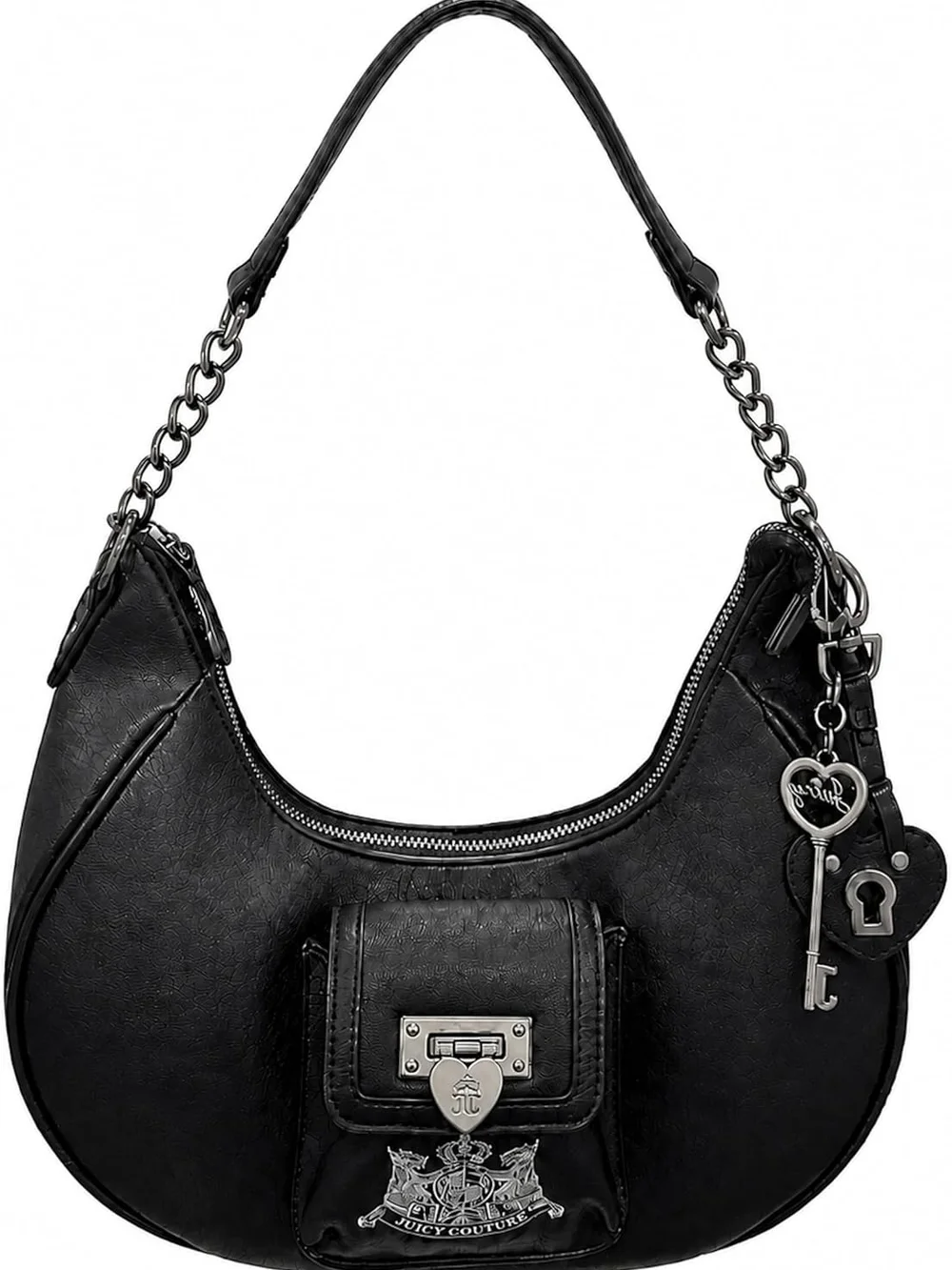 Juicy Couture Black Crescent Hobo Bag with Charm Detail